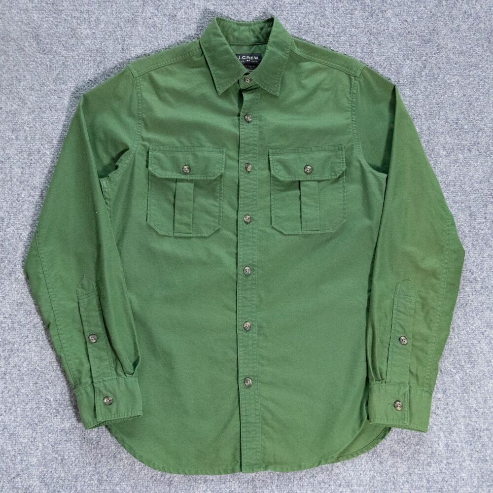 J Crew Work Shirt Men's XS Cotton Military Green Button Utility Army Long Sleeve